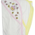 Bambini 021-Pink-021B-Yellow Infant Hooded Bath Towel, Pink - Pack of 2