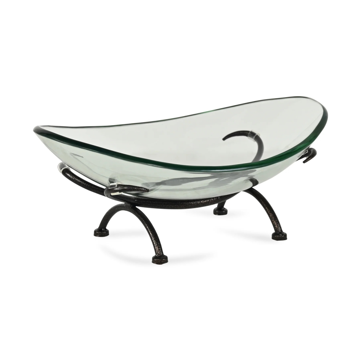 CNGR5640 Cheungs 6135OV Olivan Tempered Glass Bowl & Metal Stand - Oval - Image 1