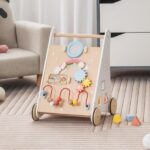 Total Tactic BC10173WH Wooden Baby Walker with Multiple Activities Center for Over 1 Year Old, White