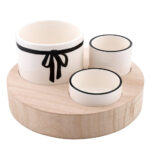 Christian Brands R0146 Trio Ceramic Bowls with Wood Base - Bow