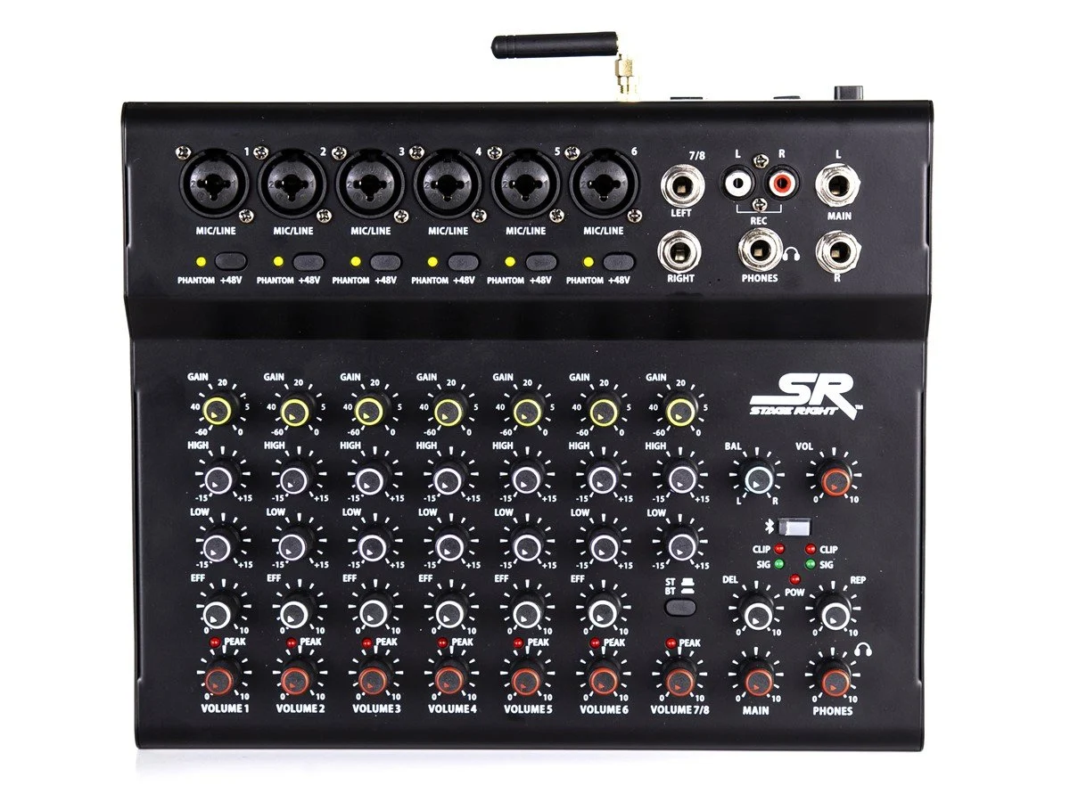 MNPRC5124 Monoprice 625912 Stage Right ix8B 8-Channel Live Sound & Recording Mixer with Bluetooth, USB & Effects - Image 1